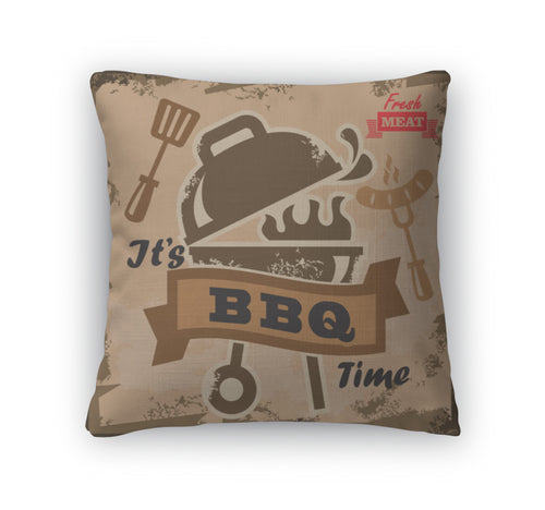 Throw Pillow, Vintage Barbecue Sign