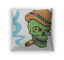 Load image into Gallery viewer, Throw Pillow, Punk Tattoo Style Skull With Wings Smoki