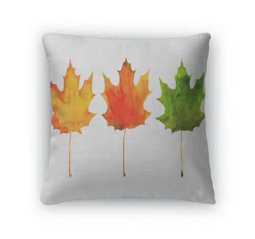 Throw Pillow, Maple Leaf In Red Yellow Green Colors