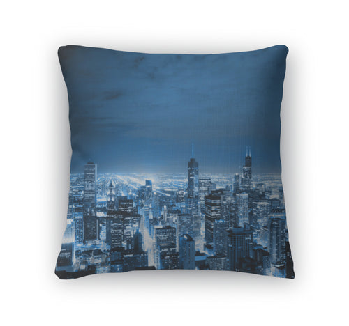 Throw Pillow, Aerial View Of Chicago