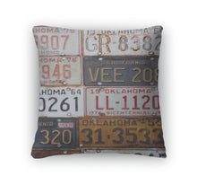 Load image into Gallery viewer, Throw Pillow, Group Of Old Vintage American License Plates