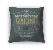 Load image into Gallery viewer, Throw Pillow, Motorcycle Racing Emblem Tshirt