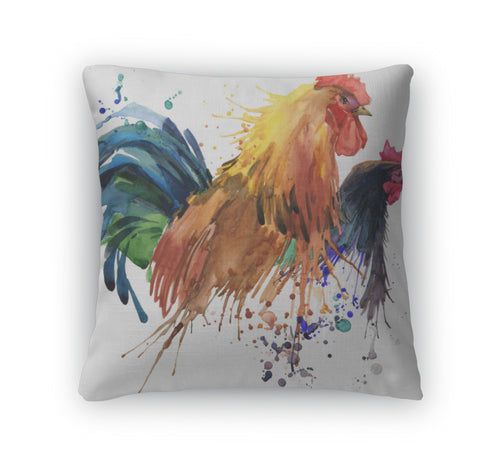 Throw Pillow, Chicken And Rooster Tshirt Graphics Chicken And Rooster Family Illustration