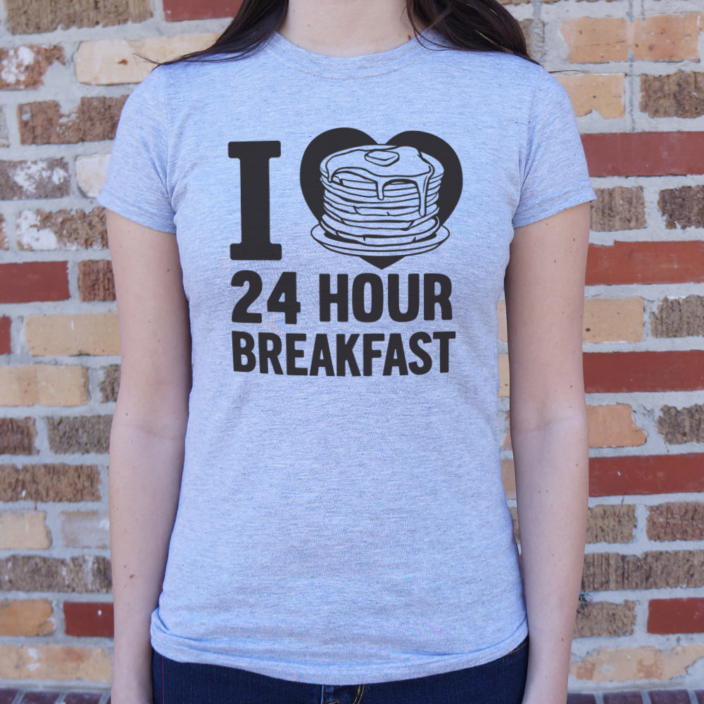 I Heart 24-Hour Breakfast T-Shirt (Ladies)