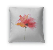 Load image into Gallery viewer, Throw Pillow, Red Flower Watercolor Floral Illustration Poppy