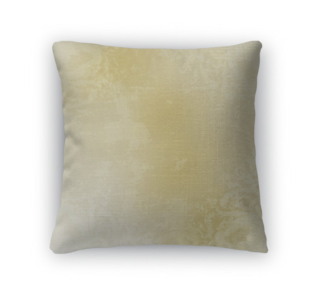 Throw Pillow, Light Golden Watercolor Brush Strokes For Grunge