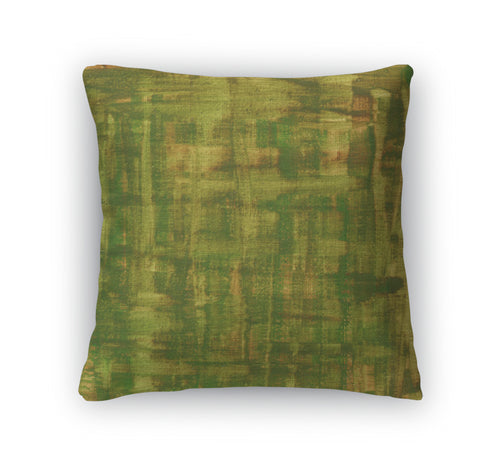 Throw Pillow, Green Brown Yellow Watercolor Abstract