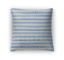 Load image into Gallery viewer, Throw Pillow, Striped Light Blue Watercolor With Ethnic Ornaments