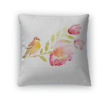 Load image into Gallery viewer, Throw Pillow, Watercolor With Bird And Beautiful Flowers