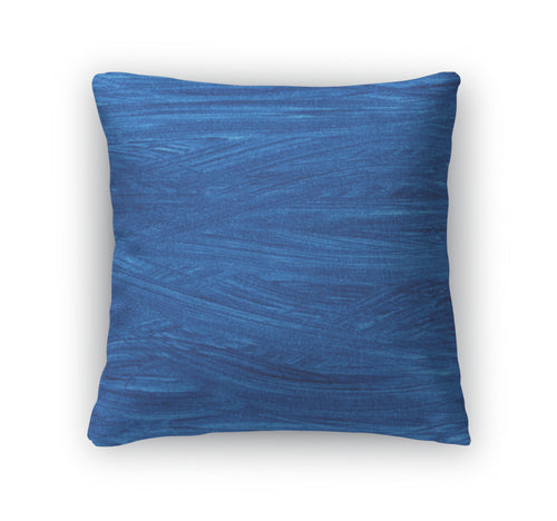 Throw Pillow, Dark Blue Wavy Watercolor