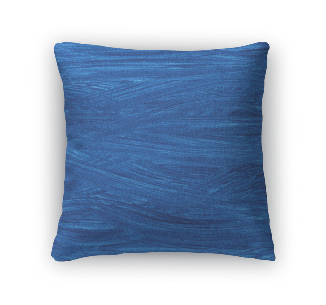 Throw Pillow, Dark Blue Wavy Watercolor