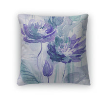 Load image into Gallery viewer, Throw Pillow, Watercolor Blue Lotos