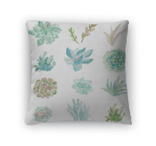 Load image into Gallery viewer, Throw Pillow, Cute Watercolor Succulent Plants On White