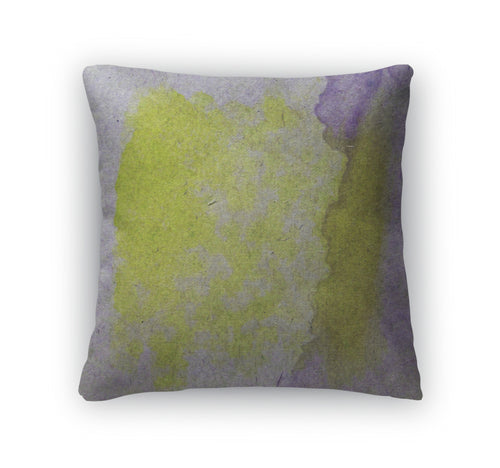 Throw Pillow, Watercolor Yellow Purple Abstract Paint Color Blob D