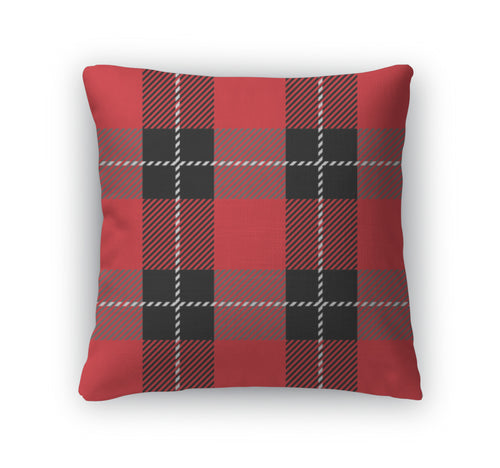 Throw Pillow, Red Tartan Plaid Pattern