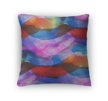 Load image into Gallery viewer, Throw Pillow, Sunlight Macro Watercolor Blue Red Stripes Pa