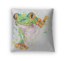 Load image into Gallery viewer, Throw Pillow, Funny Frog Tshirt Graphics Frog Illustration With Splash Watercolor D Unusual