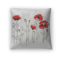Load image into Gallery viewer, Throw Pillow, Red Poppies On A White