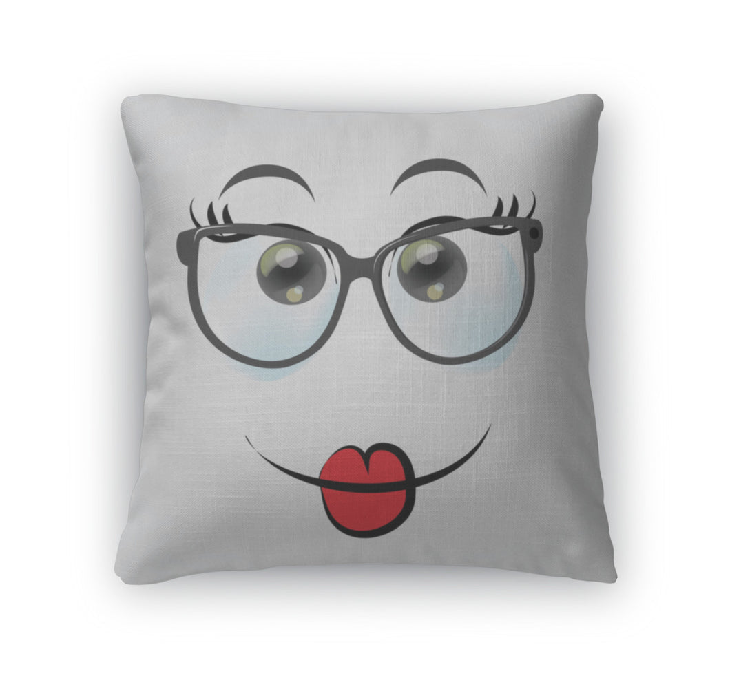 Throw Pillow, Cartoon Happy Smile