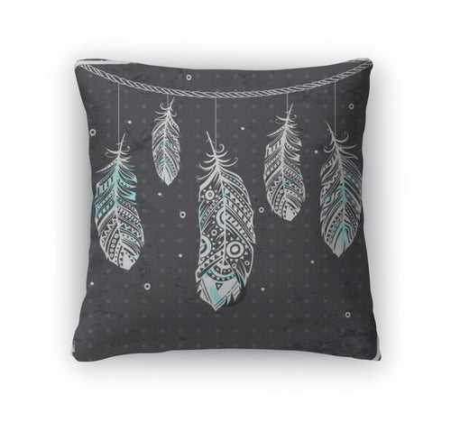 Throw Pillow, Fashion Ethnic Feather