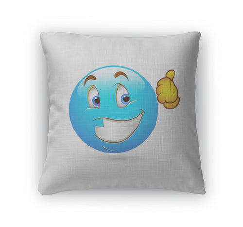 Throw Pillow, Smiley Emoticons Face Thumbs Up
