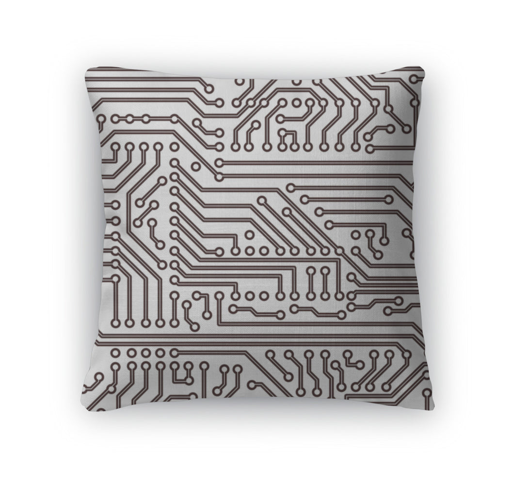 Throw Pillow, Circuit Board Pattern