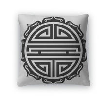 Load image into Gallery viewer, Throw Pillow, Shou Symbol Lotus Chinese Good Luck Charm Longevity Good Health