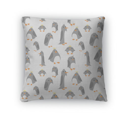 Throw Pillow, Pattern With Cute Penguins
