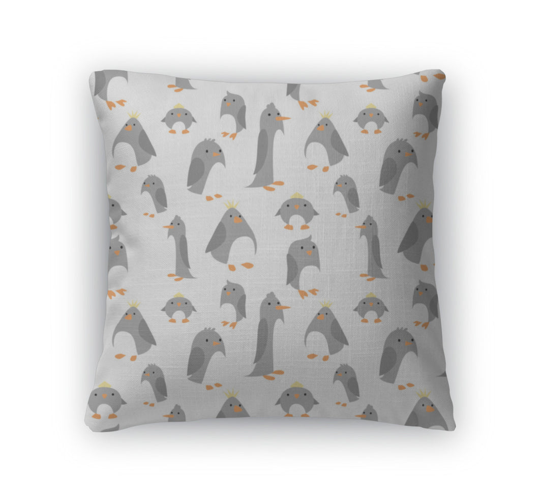 Throw Pillow, Pattern With Cute Penguins