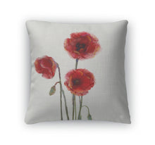 Load image into Gallery viewer, Throw Pillow, Red Poppy Flowers Watercolor Painting Isolated On White Backgroud