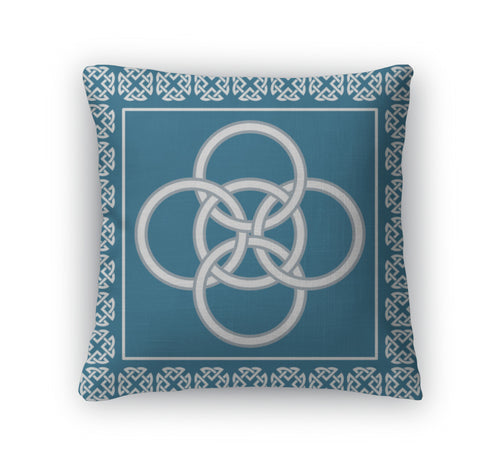 Throw Pillow, Celtic Five Fold Knot Symbolizes Integration Of Four Elements
