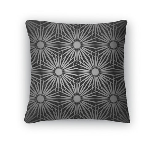 Throw Pillow, Silver Floral Explosion
