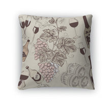 Load image into Gallery viewer, Throw Pillow, Wallpaper Design In Vintage Style With Wine Elem