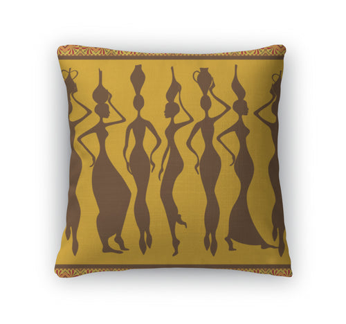 Throw Pillow, African Pattern With Women