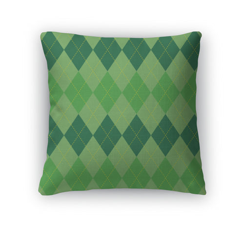 Throw Pillow, Argyle Pattern Green Rhombus