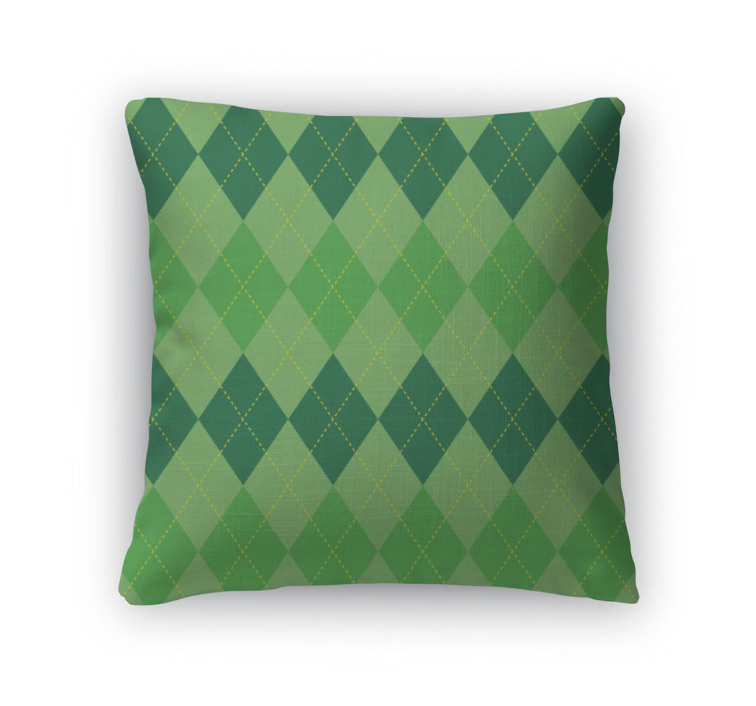 Throw Pillow, Argyle Pattern Green Rhombus