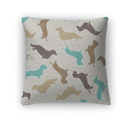 Throw Pillow, Dachshunds Varieties Pattern