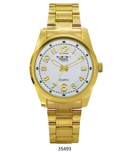 M Milano Expressions Gold Metal Band Watch with Gold Case White Dial