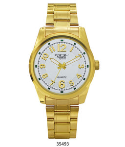 M Milano Expressions Gold Metal Band Watch with Gold Case White Dial