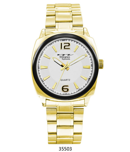 M Milano Expressions  Gold Metal Band Watch with Gold Case