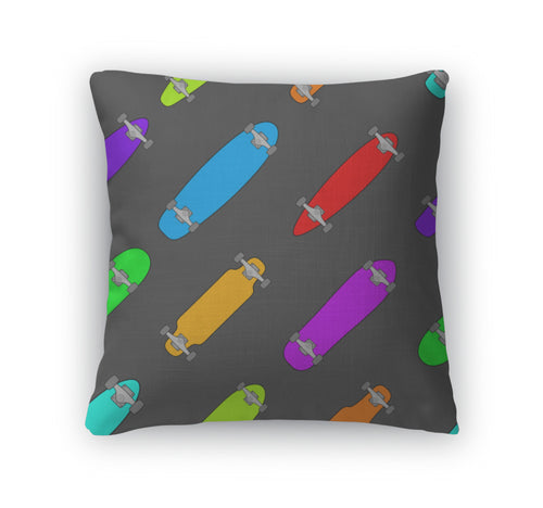 Throw Pillow, Skateboard Longboard Pattern