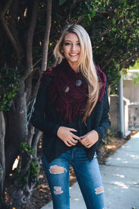 Burgundy Infinity Scarf w/ Buttons