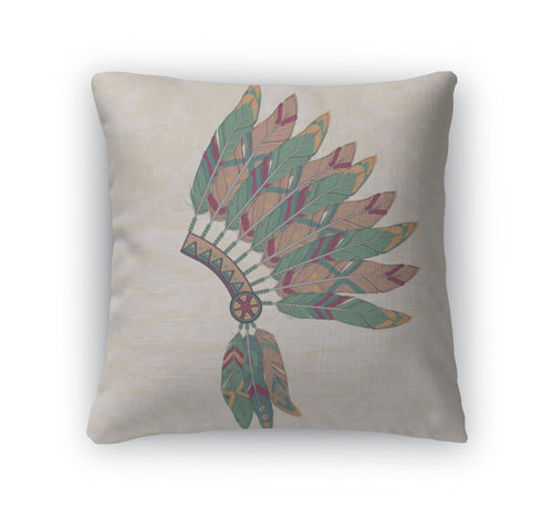 Throw Pillow, Of Native American Indian Chief Headdress