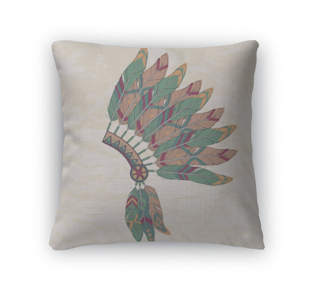 Throw Pillow, Of Native American Indian Chief Headdress