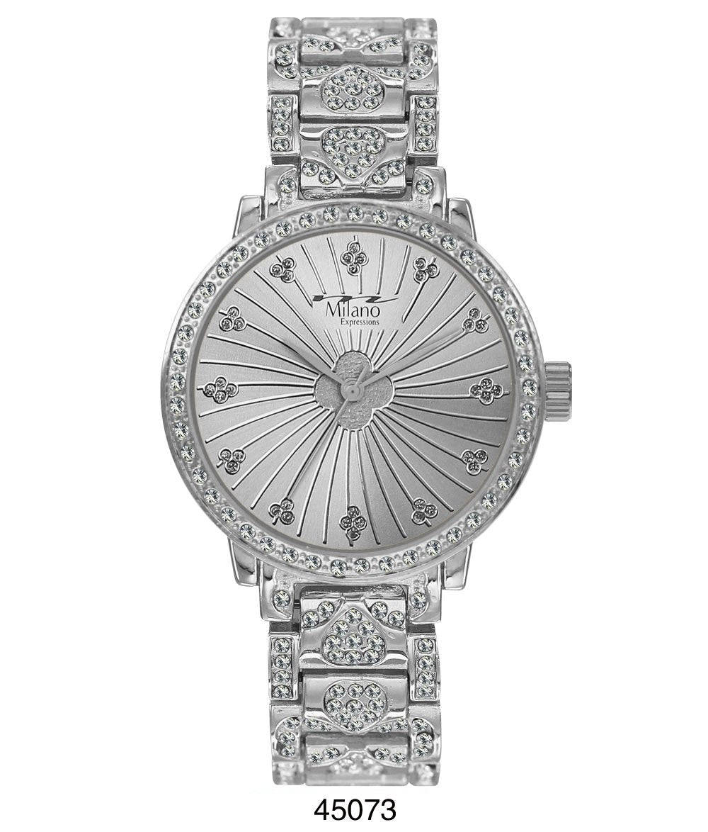 M Milano Expressions Silver Metal Band Watch with Silver Case and Silver Dial