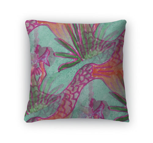 Throw Pillow, Blots Colored Mermaid Watercolor Painting