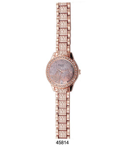 M Milano Expressions Rose Gold Metal Band Watch with Rose Gold Dial