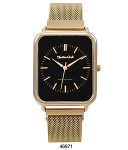 Montres Carlo Gold Stainless Steel Mesh Band Watch with Magnetic Strap