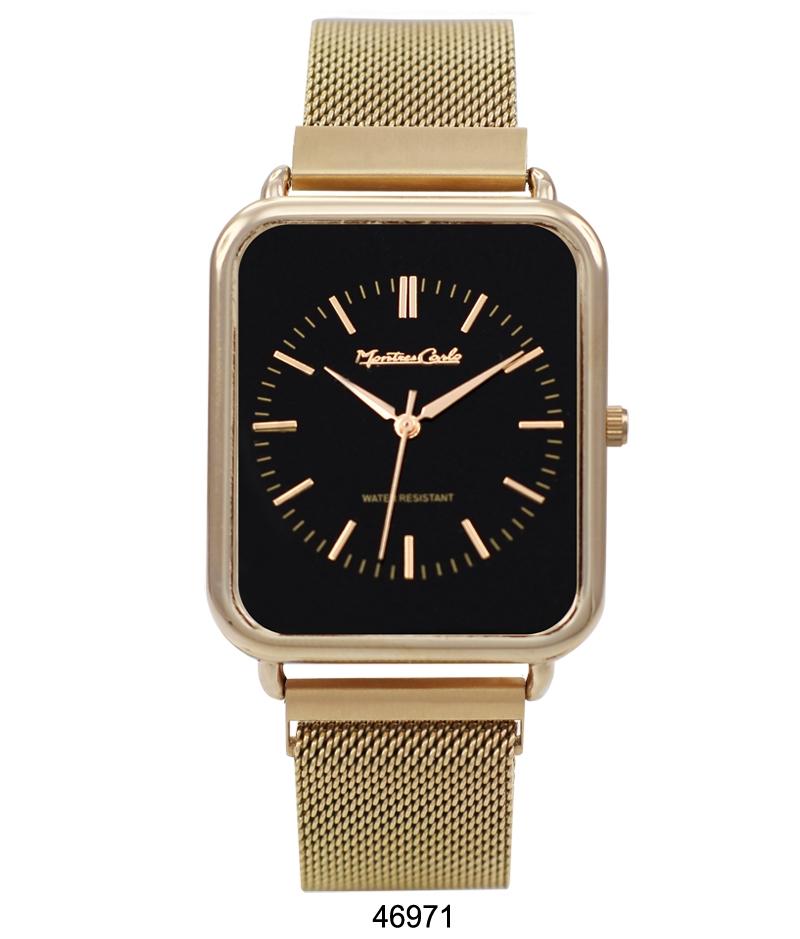Montres Carlo Gold Stainless Steel Mesh Band Watch with Magnetic Strap