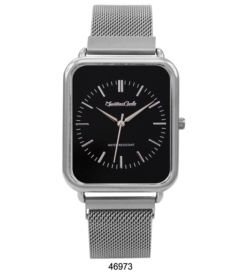 Montres Carlo Silver Stainless Steel Mesh Band Watch with Magnetic Strap